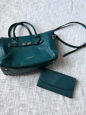 Coach Teal Pebble Blake Carryall Crossbody Purse/Wallet & Dustbag Set 🦚
